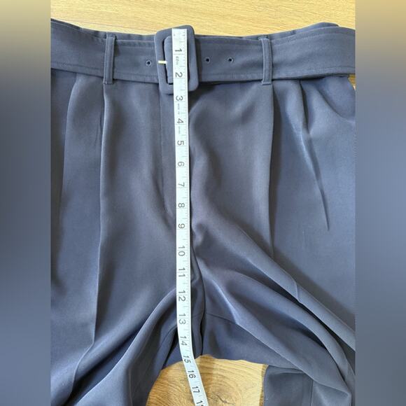 Express Belted Super High Rise Ankle Wide Leg Trouser Pant Navy Size 12 - Picture 9 of 10